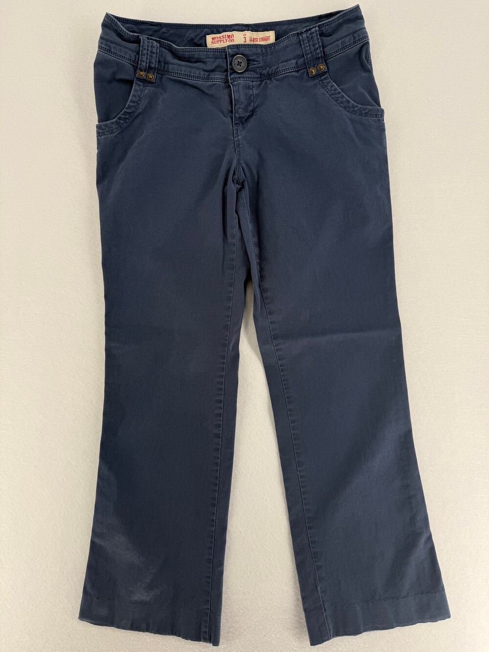 Mossimo Supply Co Womens Size 3 Low Rise Straight Pants Blue Y2K Stretch